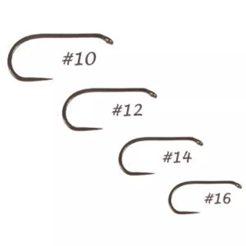 100 – Black Barbless Short Shank Dry Fly Hook #10-16