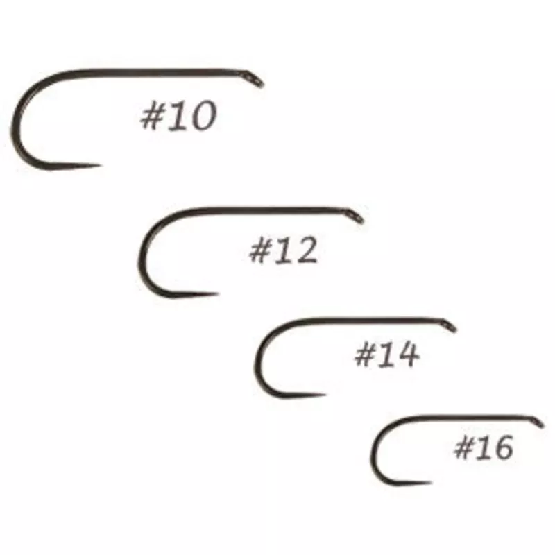 100 – Black Barbless Standard Dry Fly Hook #10-16