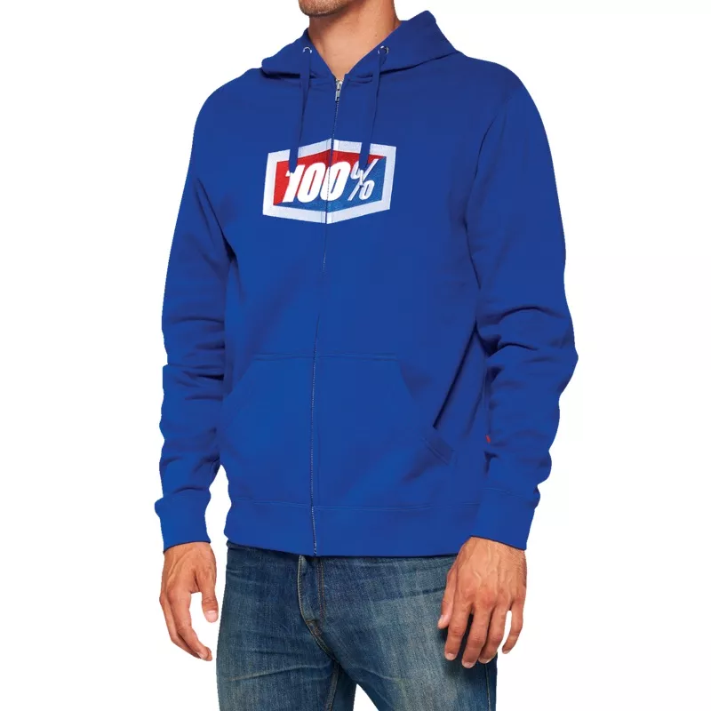 100% Official Fleece Zip-Up Hoodie - Royal - Medium 20032-00021