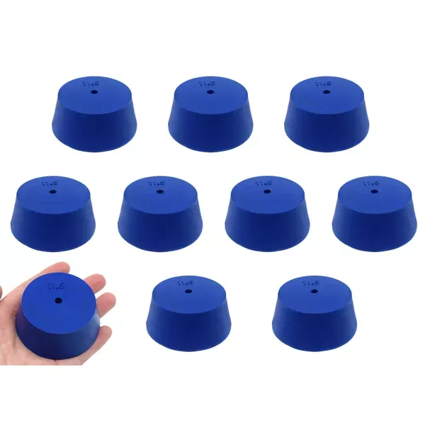 10PK Neoprene Stoppers, 1 Hole – ASTM – Size: #11.5 – 50mm Bottom, 63mm Top, 25mm Length