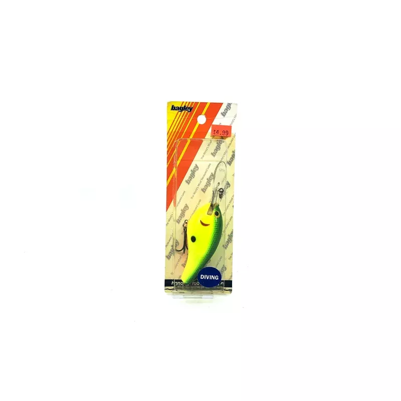 Bagley Diving B3 DB3-69 Green on Chartreuse Color New on Card Old Stock Florida Bait