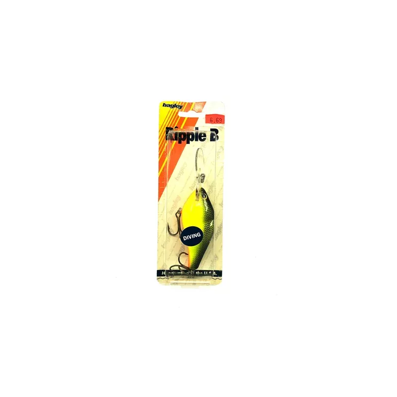 Bagley Diving Ripple B3 DRB3-09 Black on Chartreuse Color New on Card Old Stock
