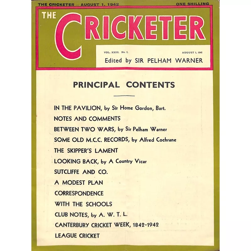 'The Cricketer - August 1, 1942'