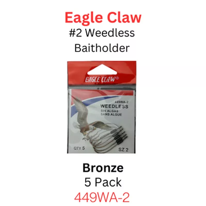 EAGLE CLAW 449W WEEDLESS BAITHOLDER HOOKS 5/pk- BRONZE #2