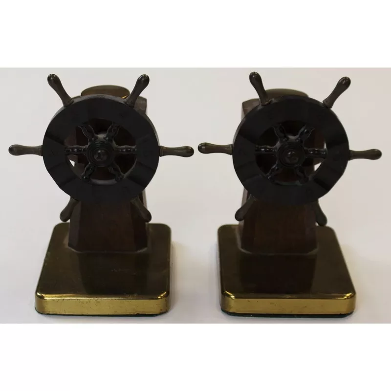"Pair x Ship Wheel Bakelite Bookends"