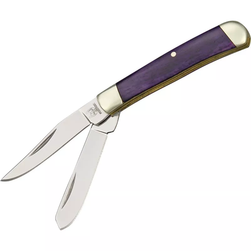 Rough Rider Tiny Trapper Folding Blades Purple Smooth Bone Handles Knife 1265