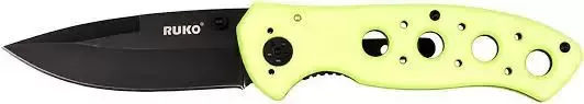 Ruko 8″ Folding Knife, High Visibility Green Handle